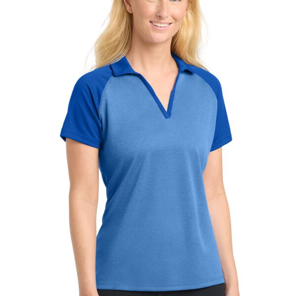 Ladies PosiCharge ® RacerMesh ® Raglan Heather Block Polo Thumbnail