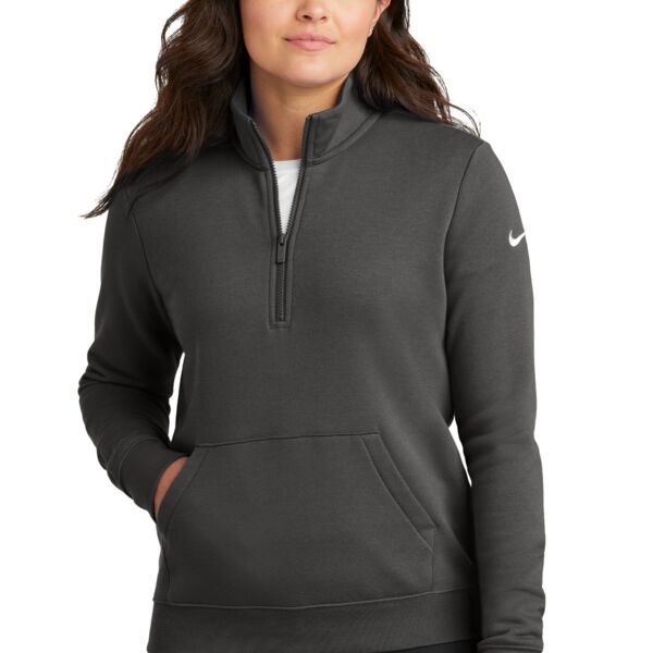 Ladies Club Fleece Sleeve Swoosh 1/2 Zip Thumbnail